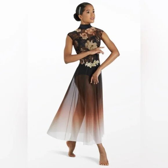 Dance Costume Weissman 14136 Brown Adult Medium Contemporary Floral Modern - Picture 1 of 8